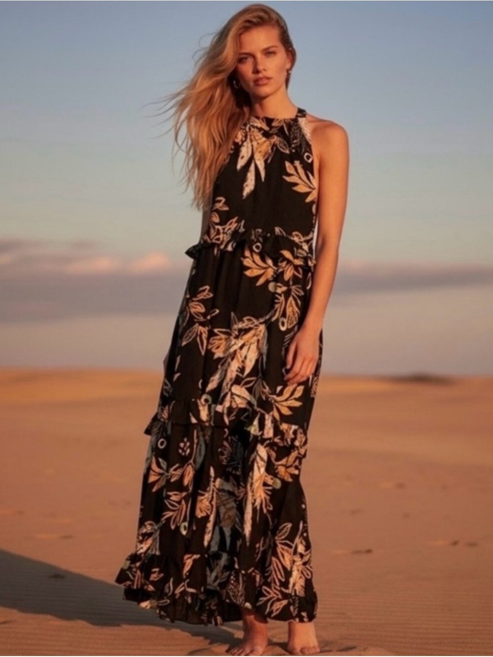 Free People Anita Printed Maxi Dress EUC S
